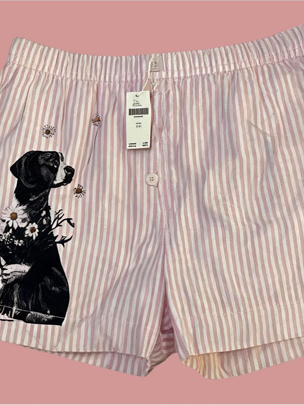 New w/ Tags– in soft, lightweight cotton pink & white boxers w/ a dog w/ Flowers - Picture 10 of 13